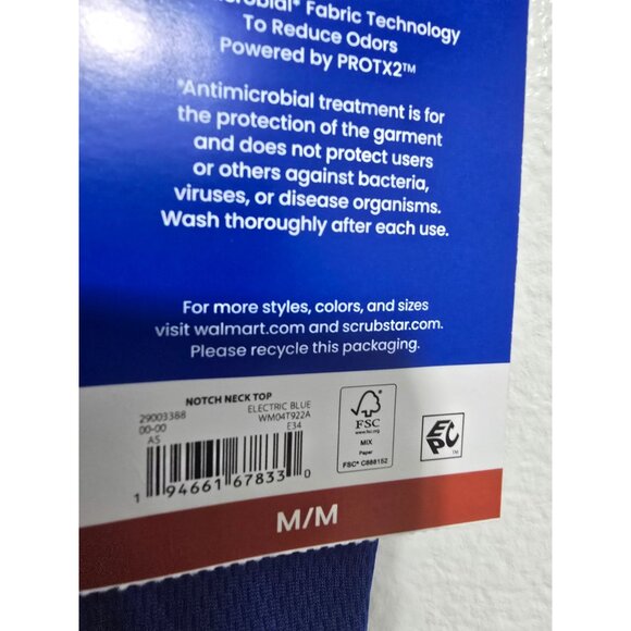 Scrubstar Women's Performance Notch Neck Top in Electric Blue Size Medium - Picture 8 of 11